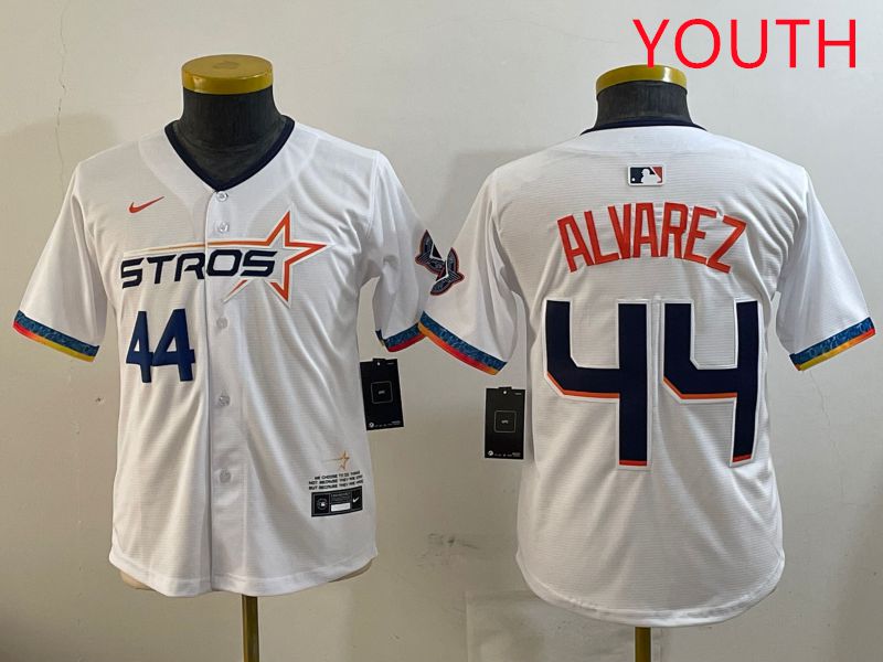 Youth Houston Astros 44 Alvarez White Fourth generation Joint Name 2025 Nike MLB Jersey style 3